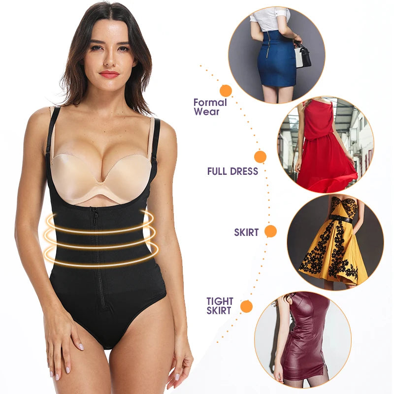 Latex Waist Trainer Zipper Shaping Bodysuit